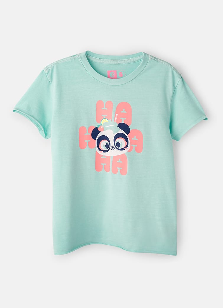 Camiseta Infantil Manga Curta Algodão Panda Shake