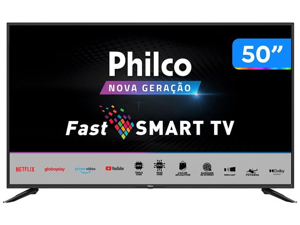 Smart TV 50” 4K UHD D-LED Philco PTV50N10N5E - VA 60Hz Wi-Fi 4 HDMI 2 USB