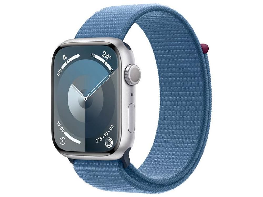 Apple Watch Series 9 GPS Caixa Prateada de Alumínio 45mm Pulseira Loop Esportiva Azul-inverno (Neutro em Carbono)