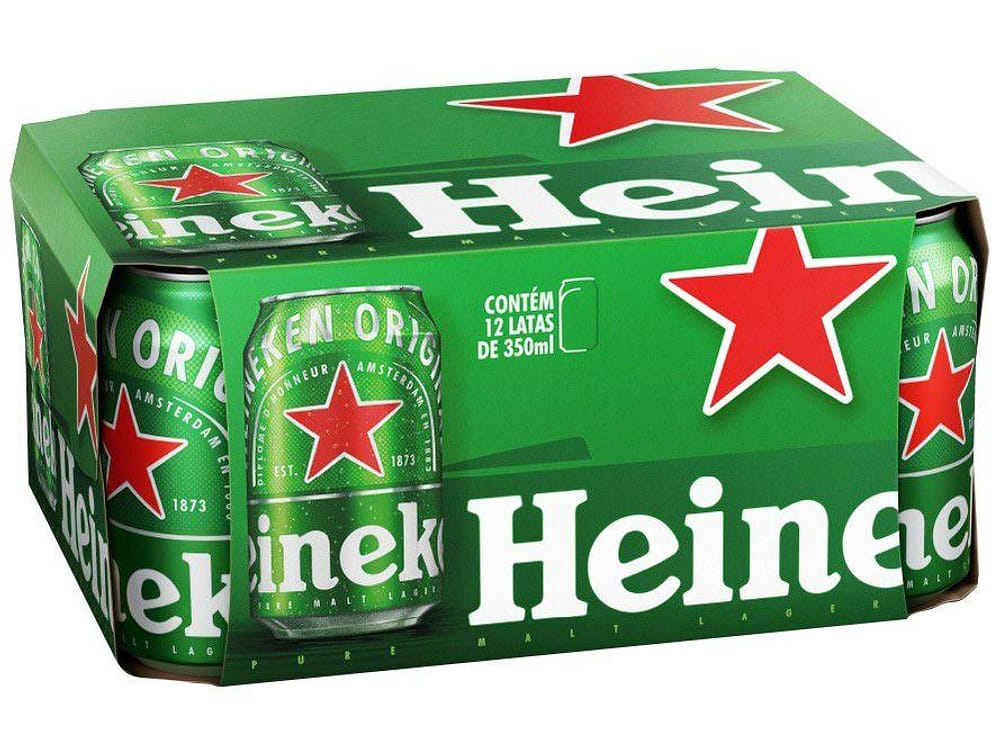 Cerveja Heineken Premium Puro Malte Pilsen Lager 12 Unidades Lata 350ml