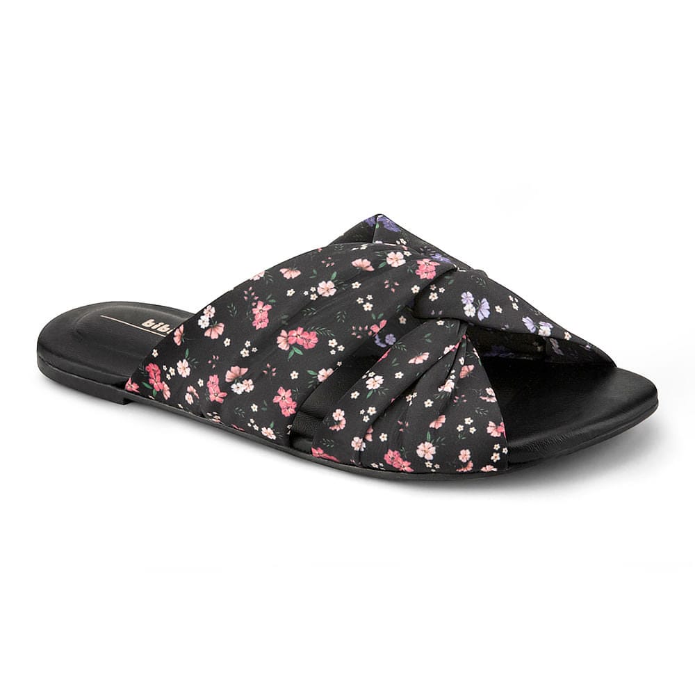 Sandália Infantil Bibi Little Me Feminino Preto com Estampa Floral - 1104210