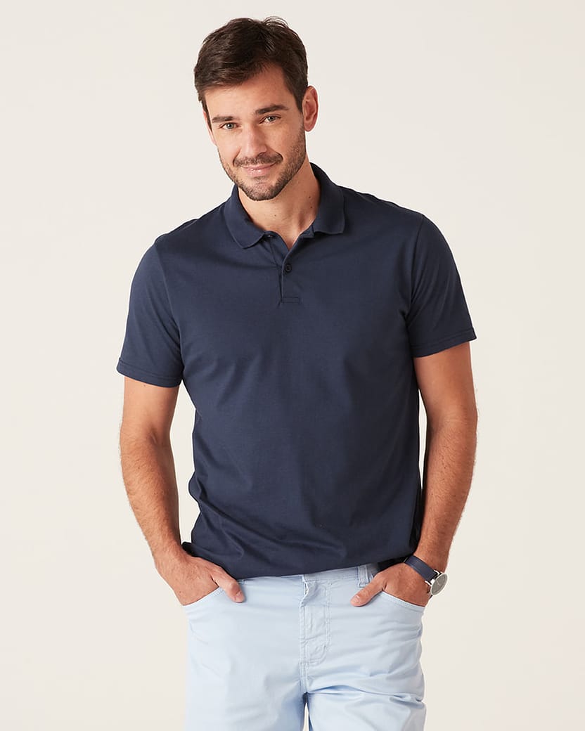 Camisa Básica Masculina Polo Gola Esporte Em Meia Malha