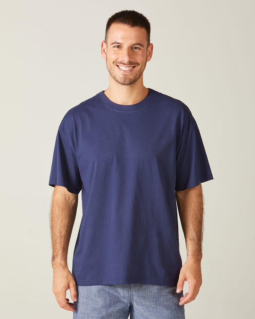 Camiseta Básica Masculina Box Com Decote Redondo Em Algodão