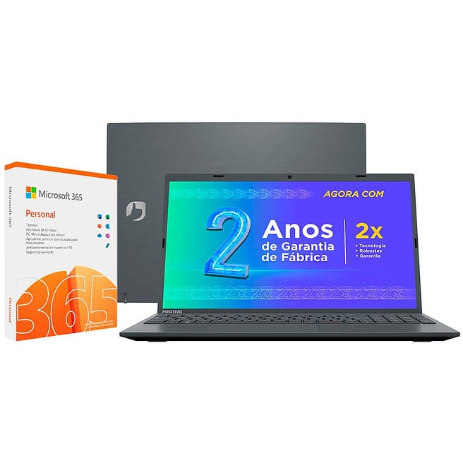 Notebook Positivo Dual Core 4GB 128GB SSD Motion C4128G-15 com Microsoft  365 Personal+ Microsoft 365