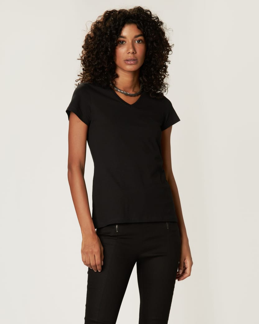 Blusa Básica Feminina Decote V Em Algodão