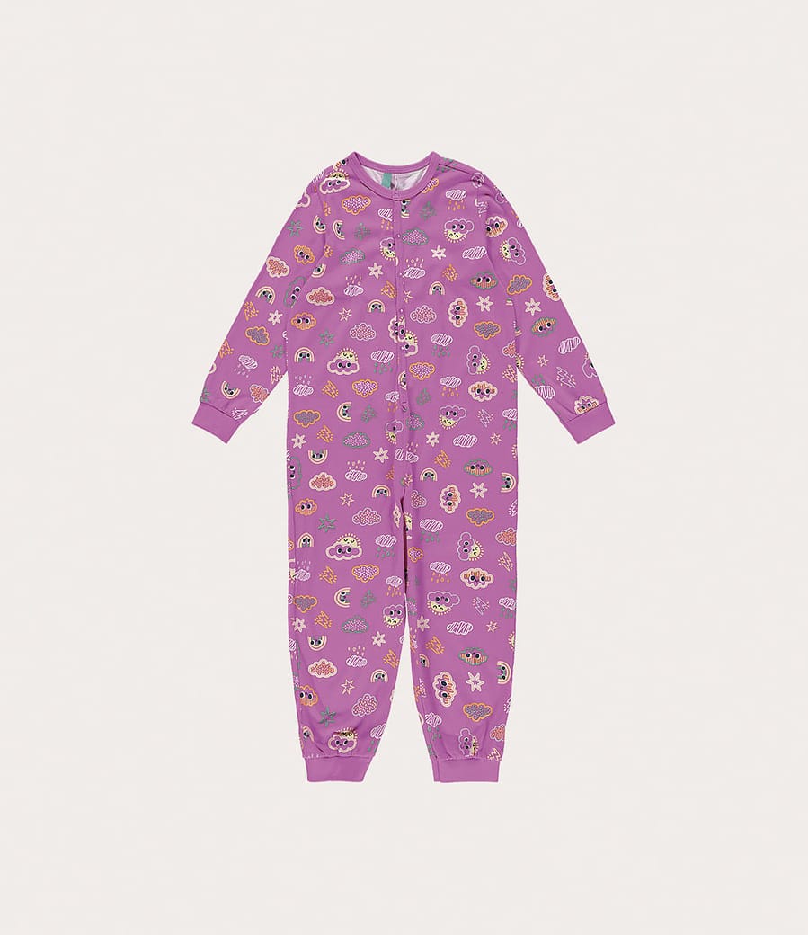 Pijama Macacão Infantil Unissex Nuvens Em Algodão Malwee Kids