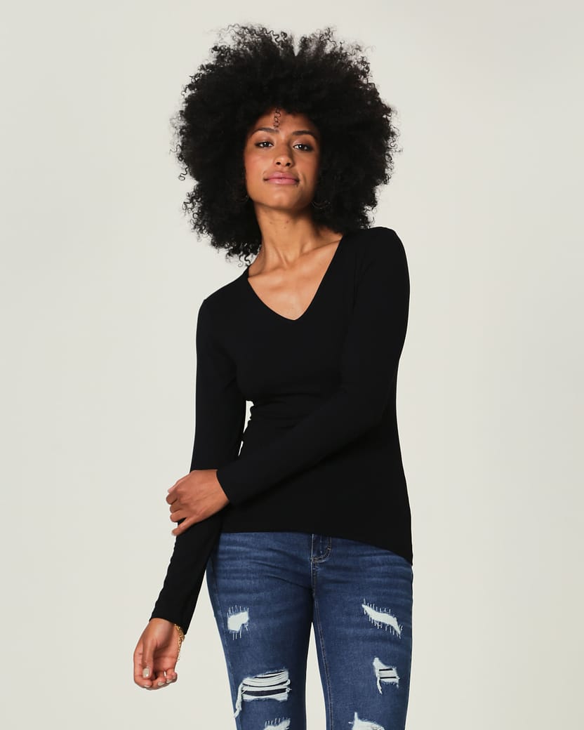 Blusa Básica Feminina Manga Longa Viscose