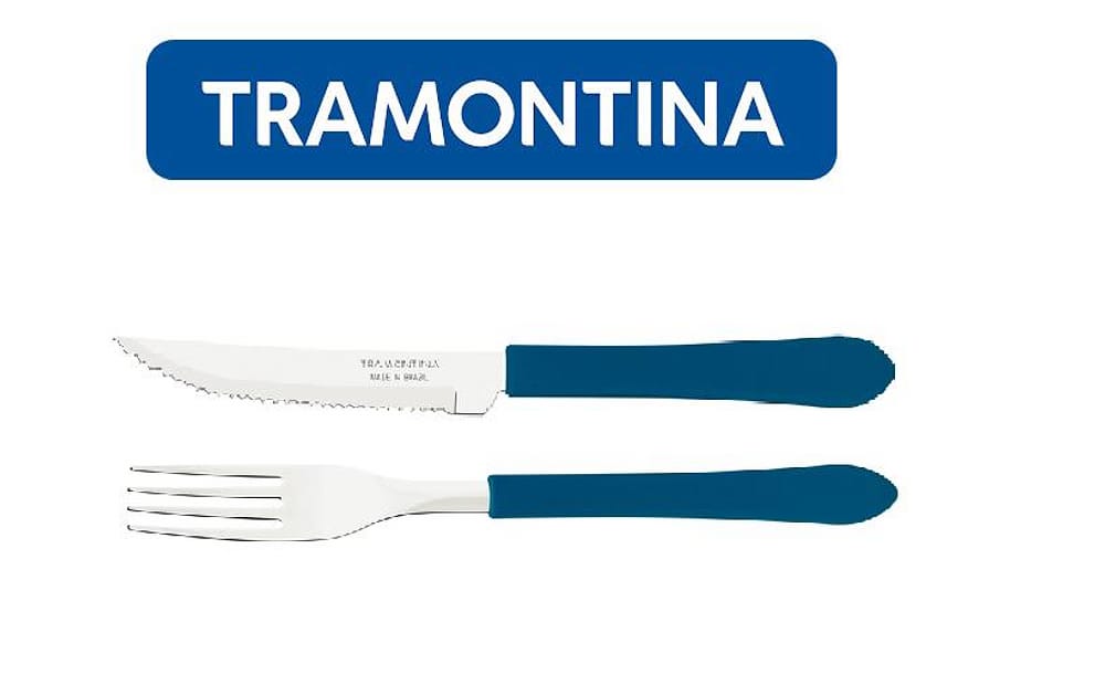 Kit Restaurante 100 Talheres Tramontina 50 Facas + 50 Garfos Cinza