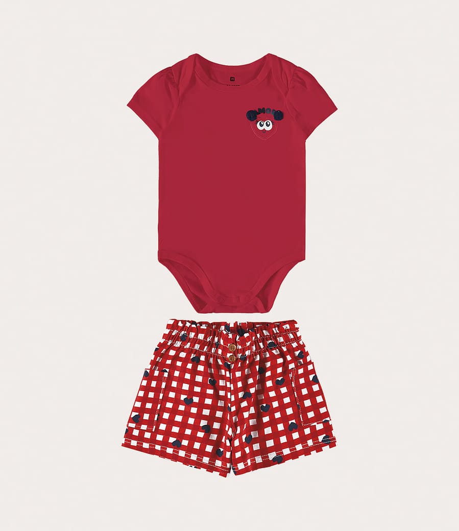 Conjunto Infantil Menina Body Em Algodão Malwee Kids