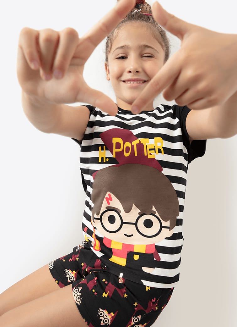 Pijama Manga Curta Viscolycra Infantil Harry Potter