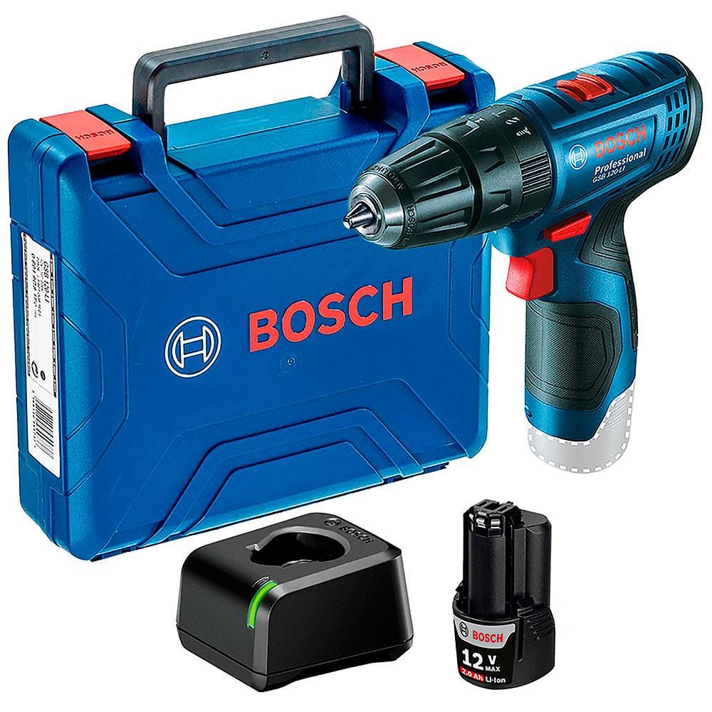 Parafusadeira/Furadeira de Impacto a Bateria Bosch GSB 120-LI 3/8" 12V com Carregador Bivolt e Maleta