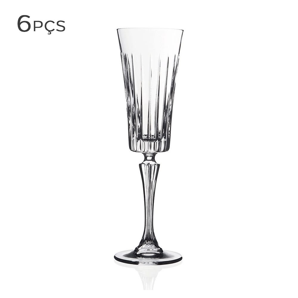 Taça de Vidro Ecológico Cristalino para Champagne RCR Timeless 210ML 6PÇS