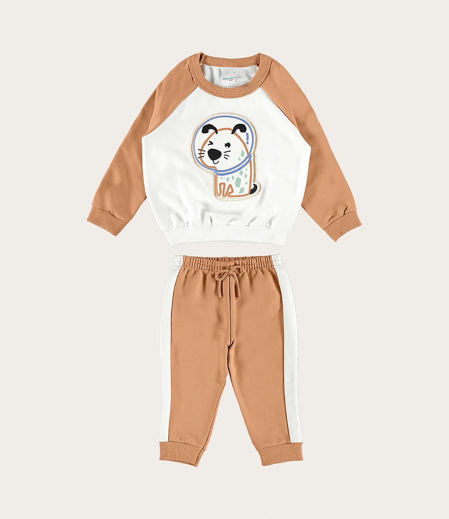 Conjunto Infantil Menino Cachorrinho Em Moletinho Leve Malwee Kids