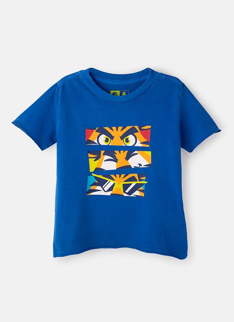 Camiseta Infantil Manga Curta Algodão Tigre Roar