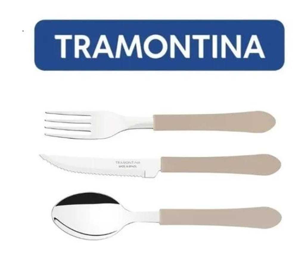 Kit Restaurante 18 Talheres Tramontina Leme Cinza