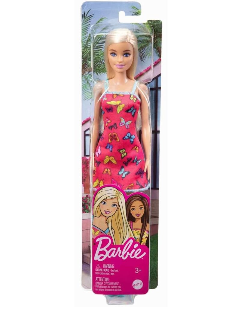 Boneca Barbie - Vestido Rosa com Borboletas - HBV05 - Mattel