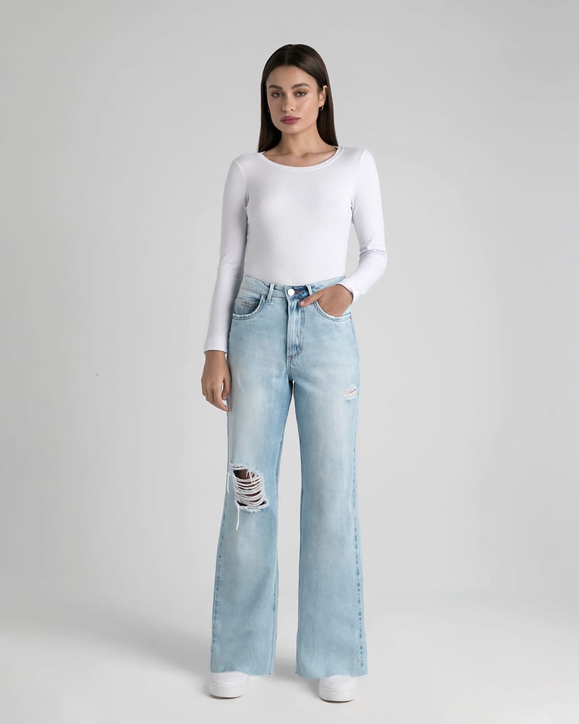 Calça Feminina Reta 90's Em Jeans 100% Algodão - ENFIM