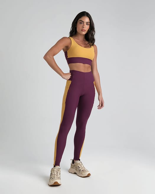 Calça legging cintura alta com bolso lateral adulto feminino