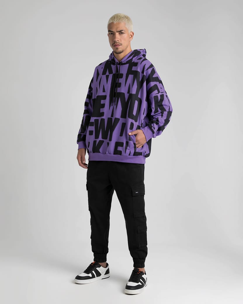 Blusão Oversized Masculino Lettering Em Moletom Flanelado