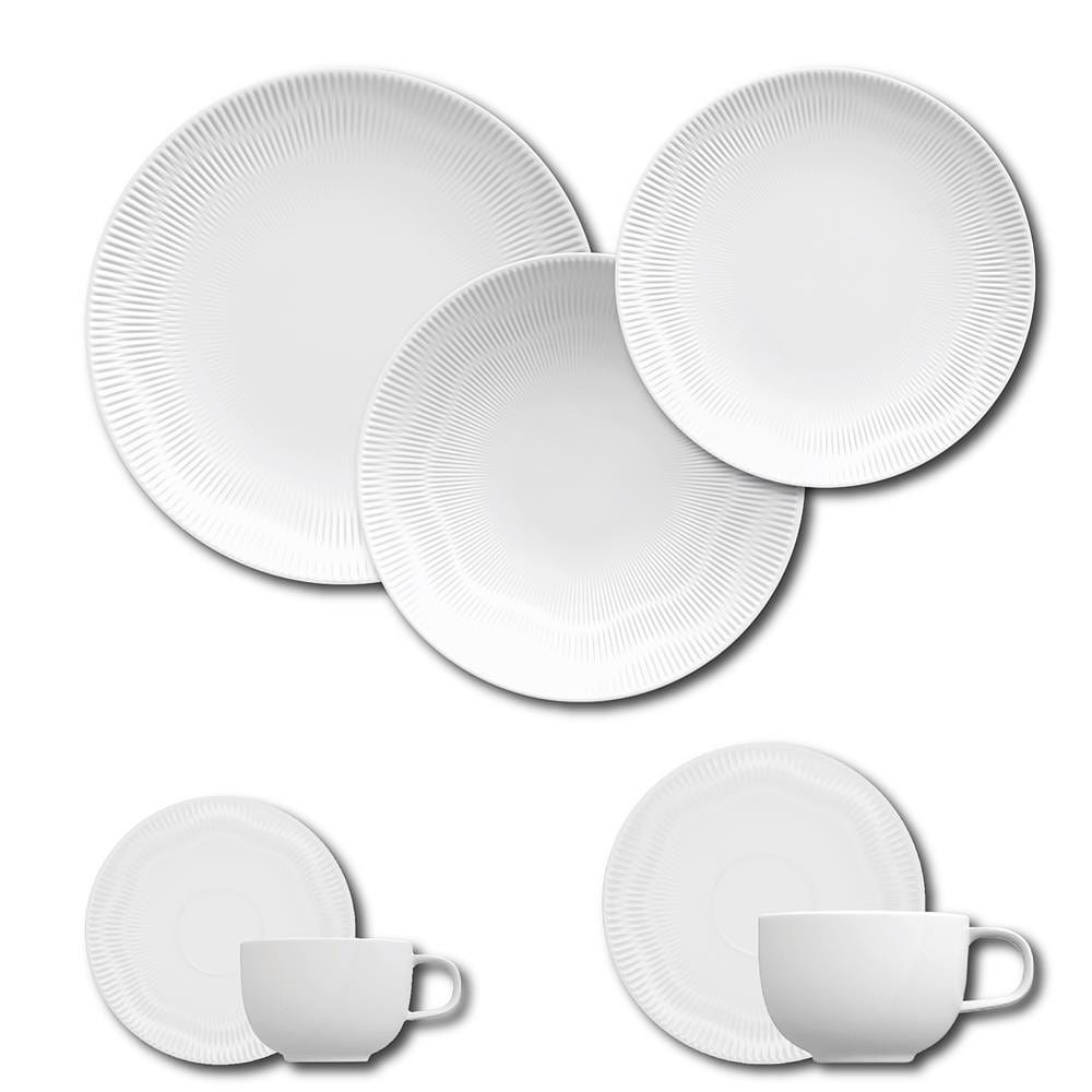 Aparelho de Jantar, Chá, Café e Sobremesa 42 Peças Germer Shell em Porcelana – Branco