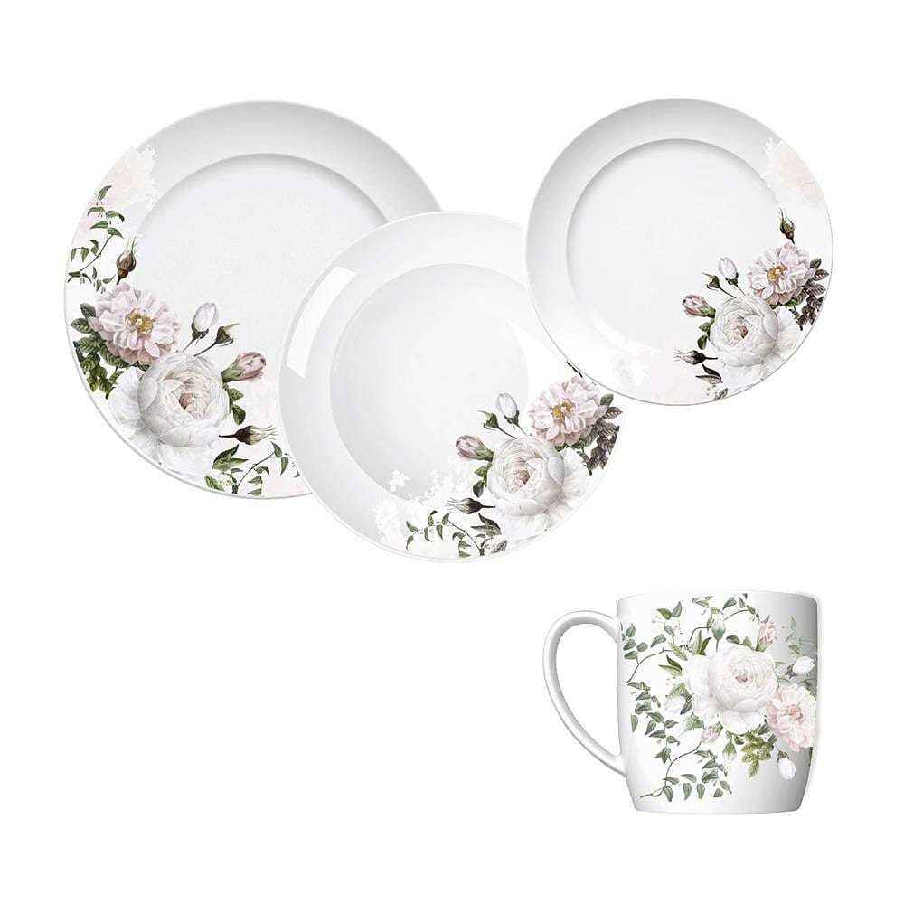 Aparelho de Jantar, Chá e Sobremesa 16 Peças Germer Garden em Porcelana – Estampado