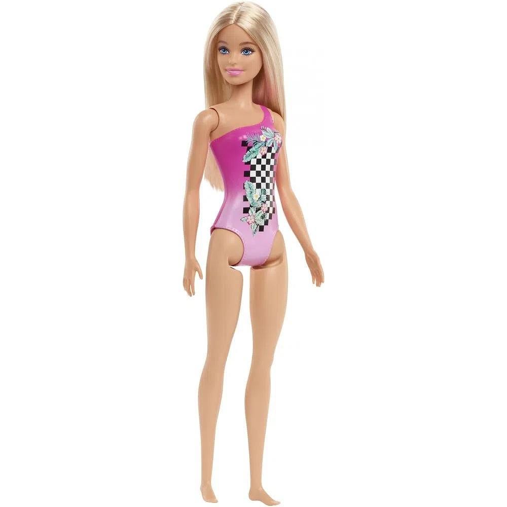 Boneca Barbie Praia - Loira Maiô Rosa - HDC50 - Mattel
