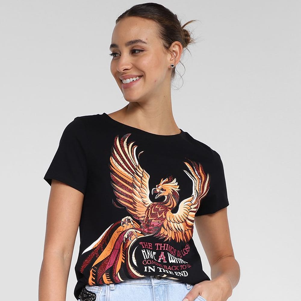 Camiseta T-Shirt My Favorite Thing(s) Harry Potter Fawkes Feminina