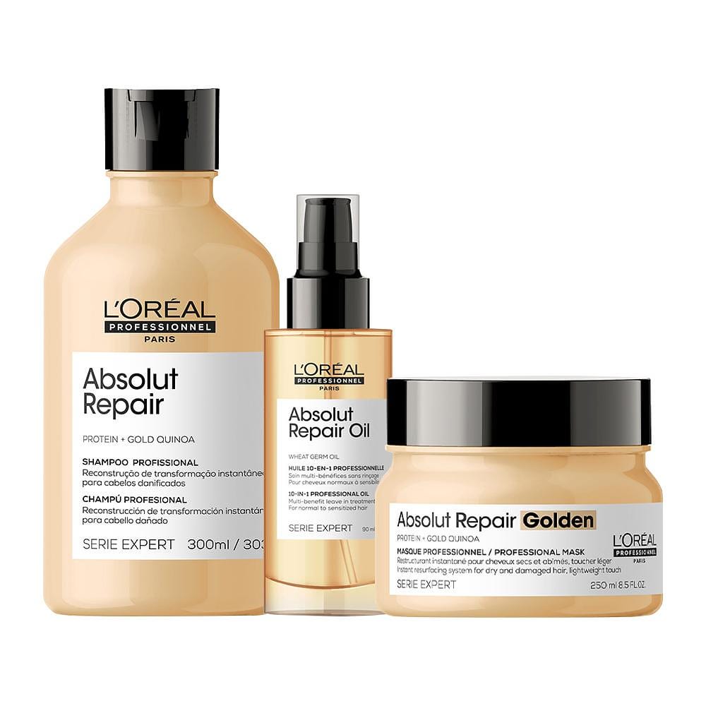 Kit L'Oréal Professionnel Serie Expert Absolut Repair Gold Quinoa - Shampoo e Máscara Golden e Óleo