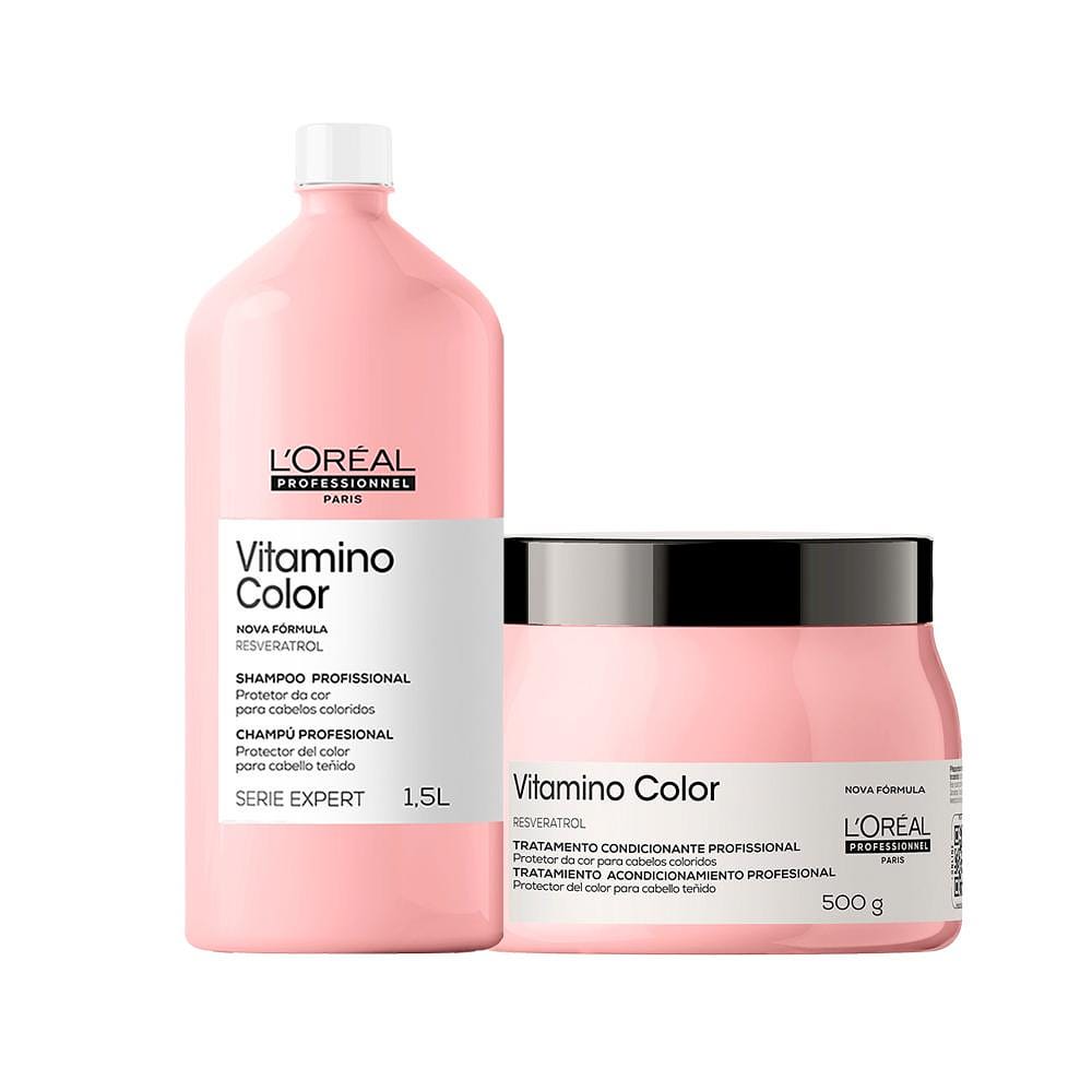 Kit L'Oréal Professionnel Serie Expert Vitamino Color – Shampoo e Máscara 500 g