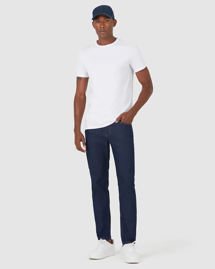 Calça Masculina Slim Cintura Média Em Jeans Com Poliéster Reciclado