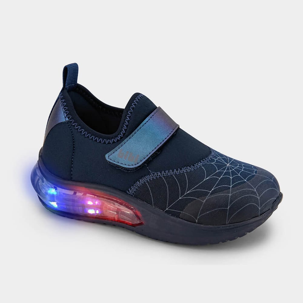 Tênis Infantil de Luz Bibi Space Wave 3.0 Azul de Aranha com Tira