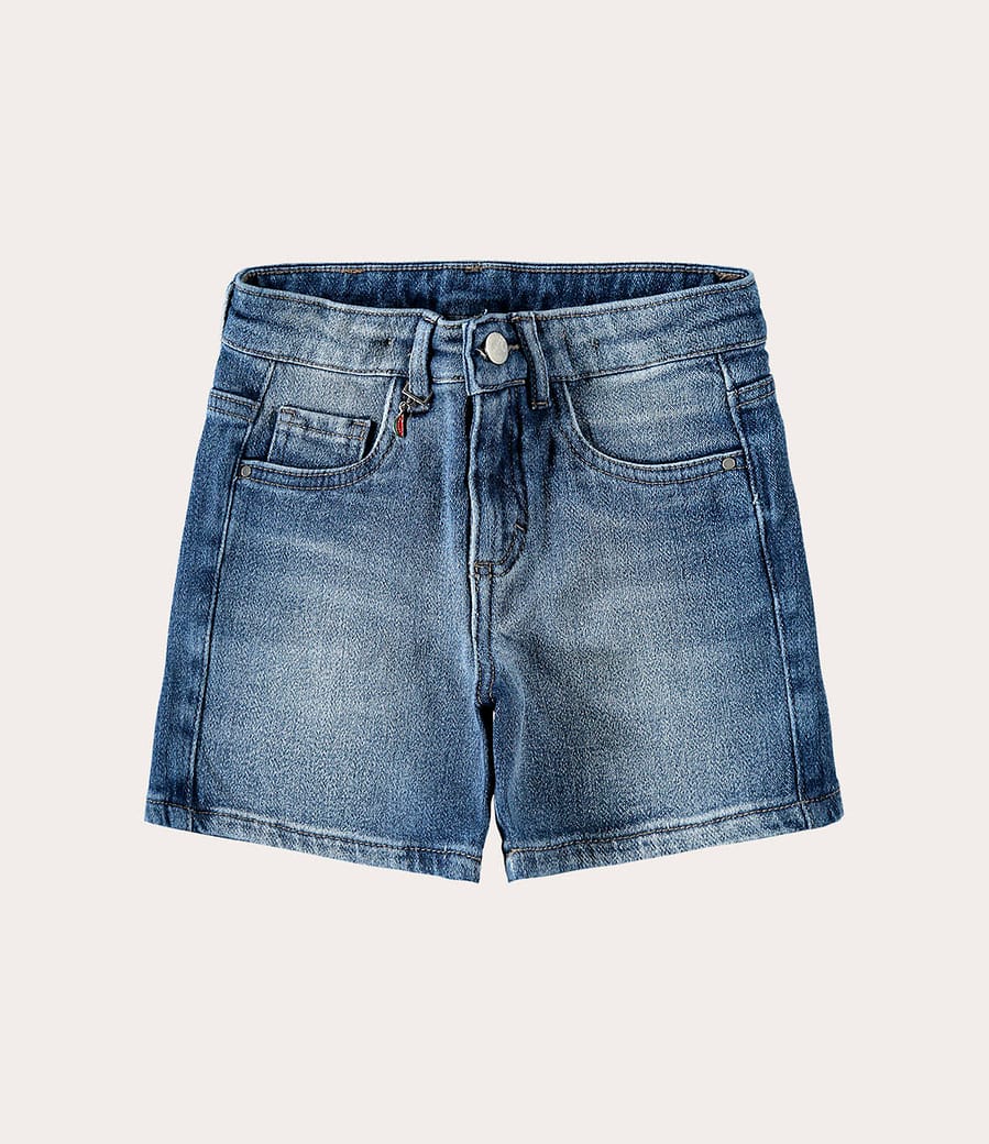 Shorts Infantil Menina Com Pingente Decorativo Em Malha Denim Malwee Kids