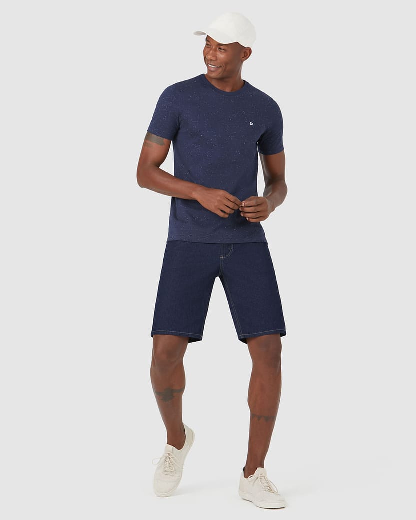 Bermuda Masculina Tradicional Cintura Média Em Jeans Com Elastano