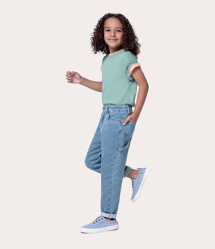 Calça Infantil Menino Cintura Média Em Malha Denim Malwee Kids