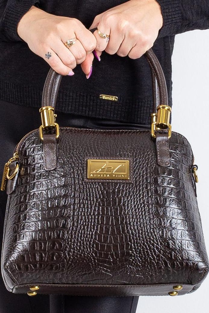 Bolsa baú de couro croco Donna