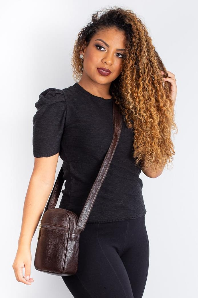 Bolsa shoulder bag de couro liso Pietra