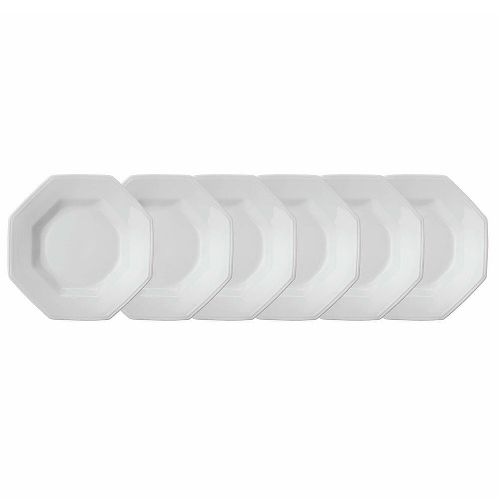 Conjunto com 6 Pratos Fundos Schmidt Prisma em Porcelana 24,5 cm - Branco