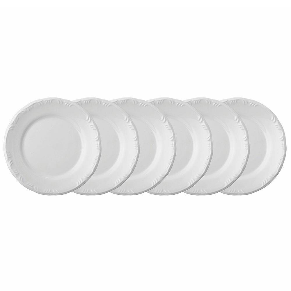 Conjunto com 6 Pratos Rasos Schmidt Pomerode em Porcelana 26 cm - Branco