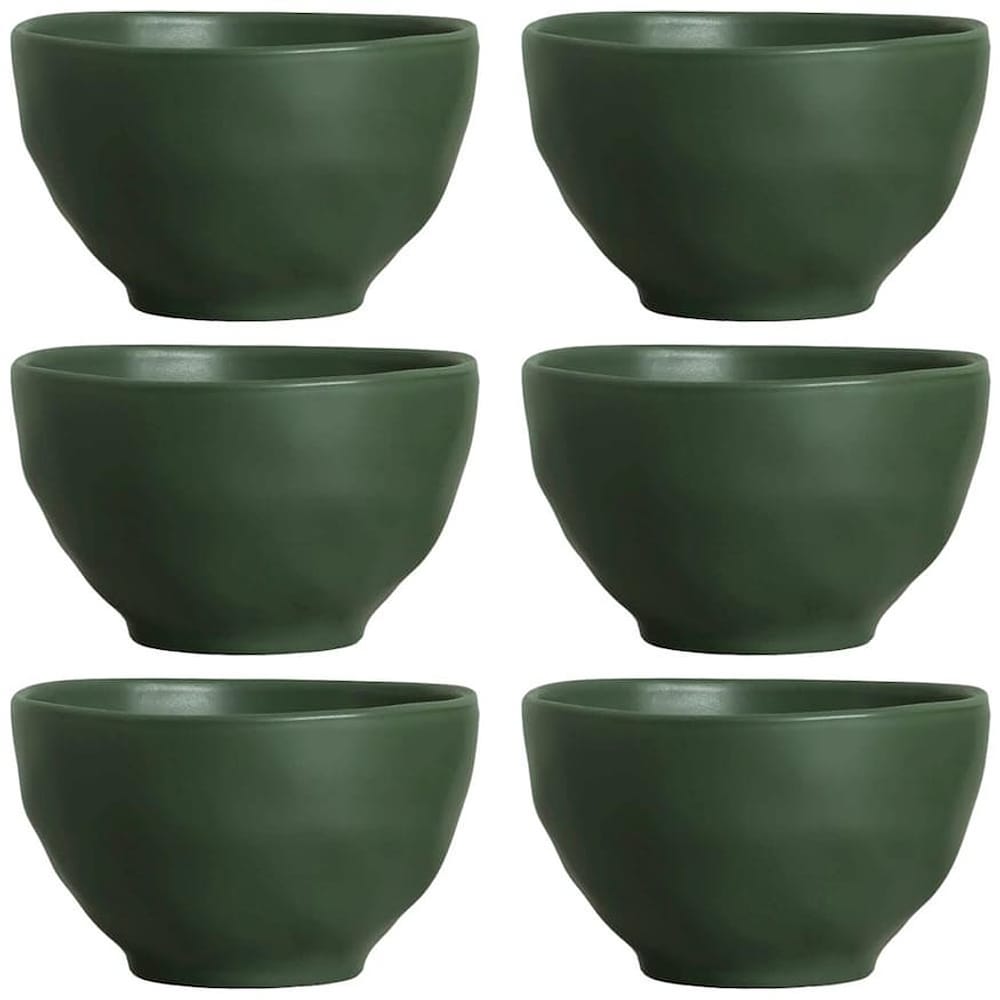 Conjunto de Bowls Porto Brasil Orgânico Leaf em Stoneware Verde 558 ml - 6 Peças