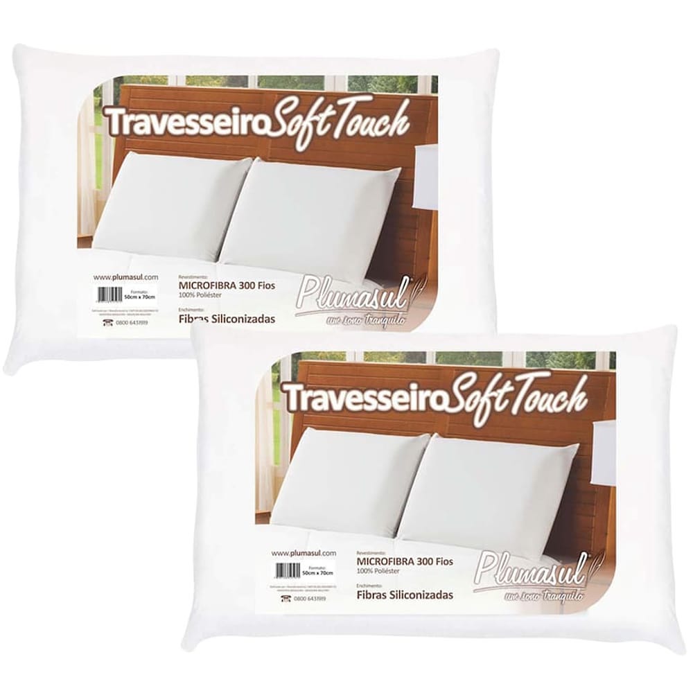 Travesseiros Soft Touch Plumasul 50 x 70 cm Brancos - 2 Unidades