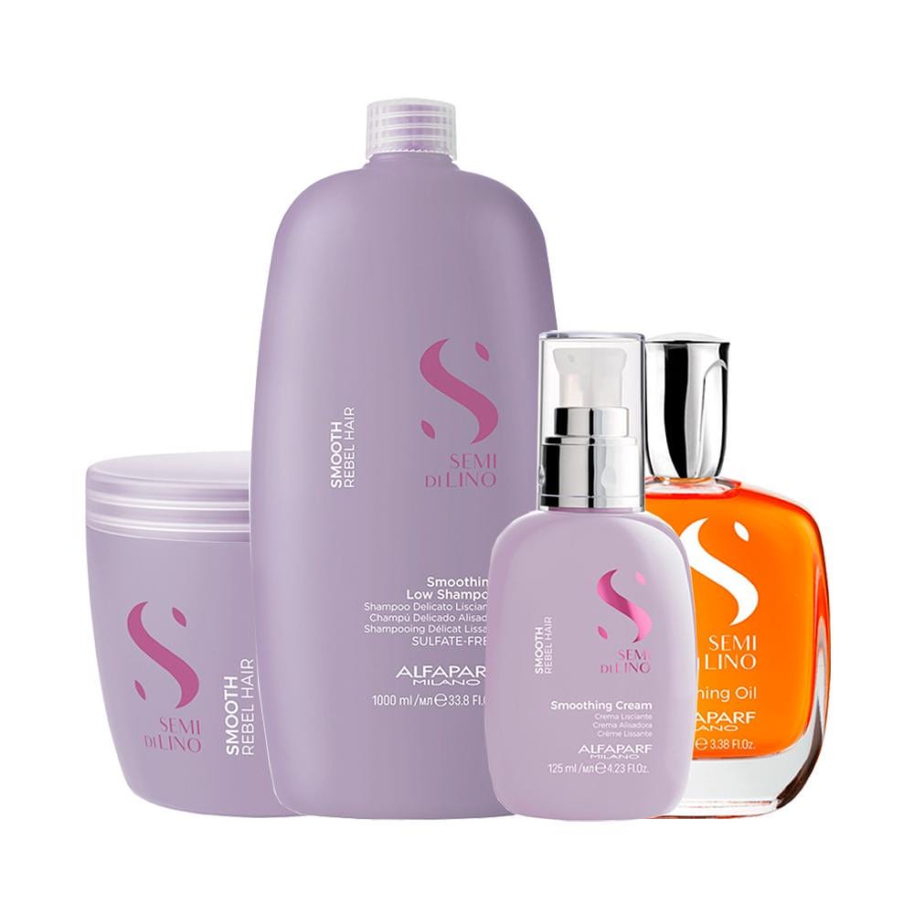 Kit Alfaparf Milano Professional Semi Di Lino Smooth Smoothing - Shampoo e Máscara e Creme e Óleo