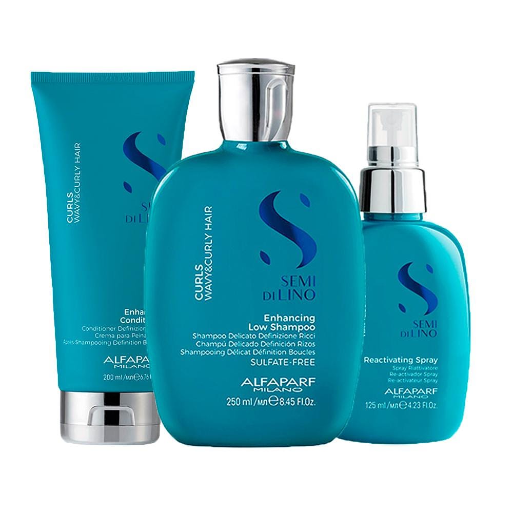 Kit Alfaparf Milano Professional Semi Di Lino Curls - Shampoo e Condicionador e Spray