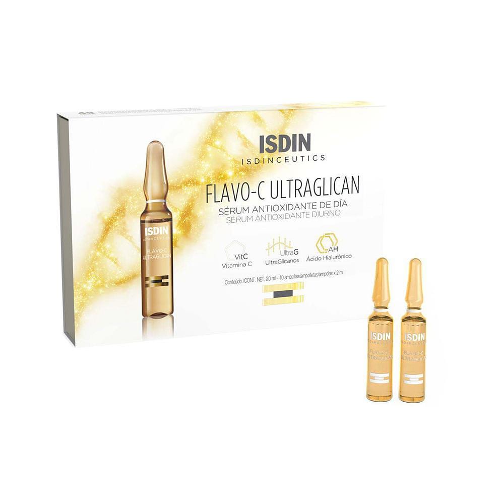 Kit Isdin Isdinceutics Antioxidante Flavo-C Ultraglican Caixa de Ampola Sérum Facial 10x2ml