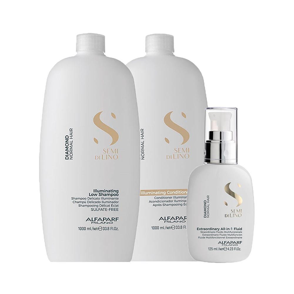 Kit Alfaparf Milano Professional Semi Di Lino Diamond Profissional - Shampoo e Condicionador e Finalizador