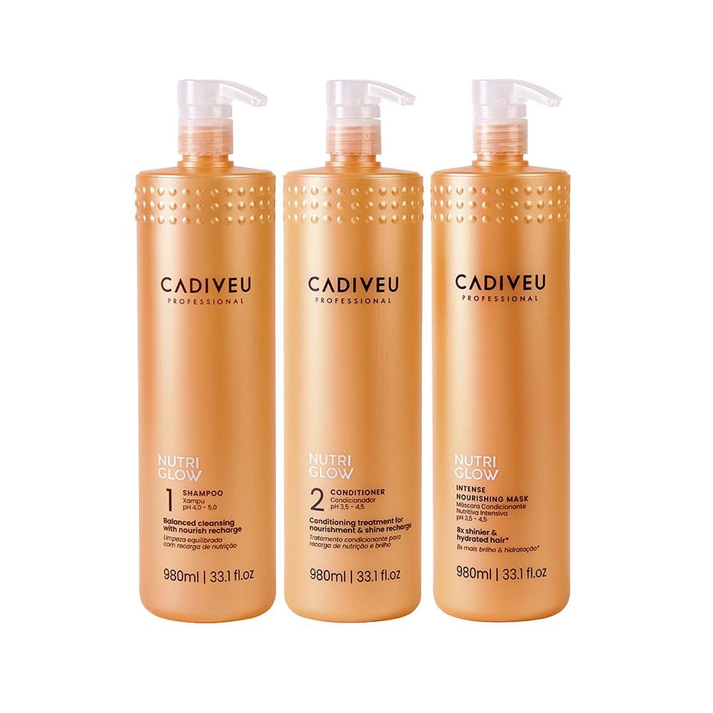 Kit Cadiveu Nutri Glow - Shampoo + Condicionador + Máscara de Nutrição 980ml