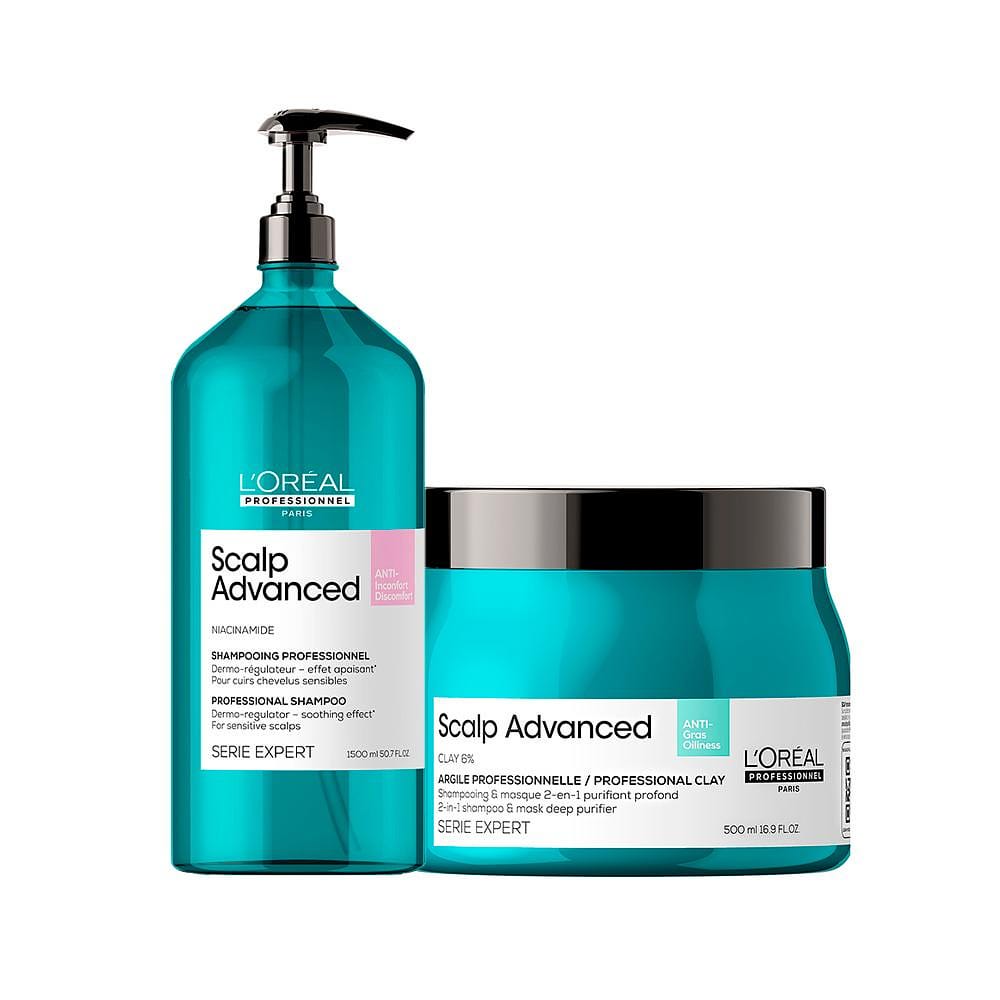 Kit L'Oréal Professionnel Serie Expert Scalp Advanced - Shampoo e Máscara de Tratamento 2 em 1 500ml