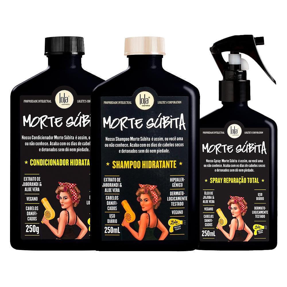 Kit Lola Cosmetics Hidratação Morte Súbita - Shampoo e Condicionador e Leave-in
