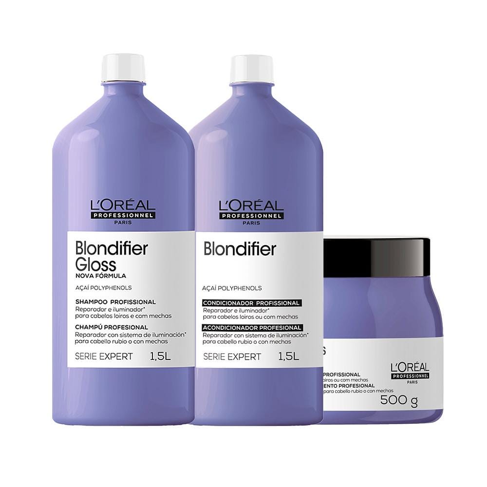 Kit L'Oréal Professionnel Serie Expert Blondifier Gloss – Shampoo e Condicionador e Máscara 500 g