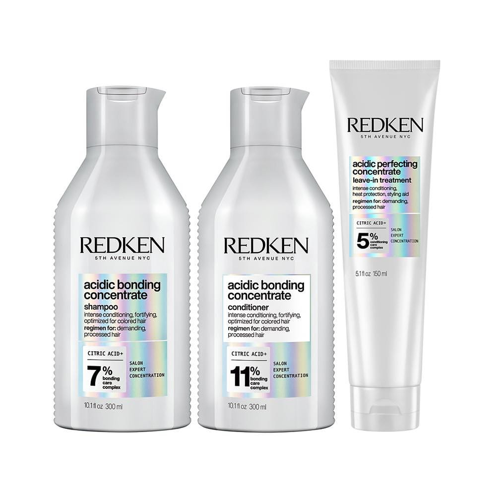 Kit Redken Acidic Bonding Concentrate - Shampoo e Condicionador e Leave-in