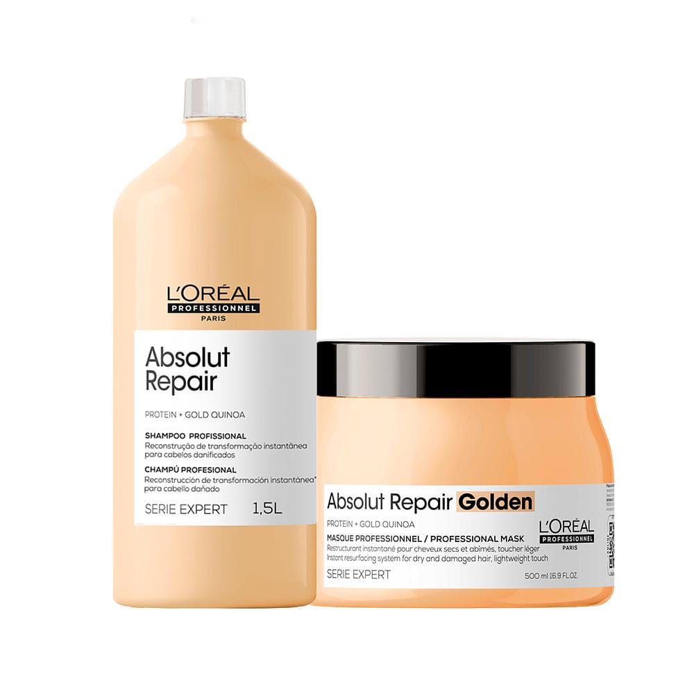 Kit L'Oréal Professionnel Serie Expert Absolut Repair Gold Quinoa – Shampoo e Máscara 500 g